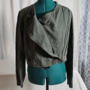 Frenchi Dark Green Moto Zip Jacket – Size L